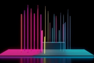 Neon Spectrum: Abstract Background with Colorful Spectrum, Bright Neon Rays, and Glowing Lines