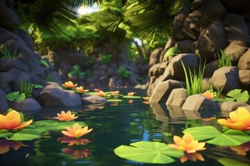 empty 3D cartoon background for kids and animation  generative ai creation 