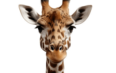 Isolated Giraffe Face Shot on Transparent Background. Generative AI