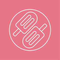 ice cream logo on a stick. two outlines of ice cream on a stick in a circle on a pink background