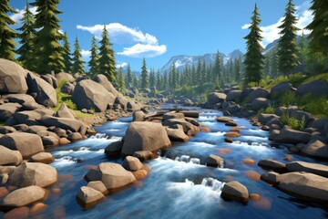 empty 3D cartoon background for kids and animation  generative ai creation 