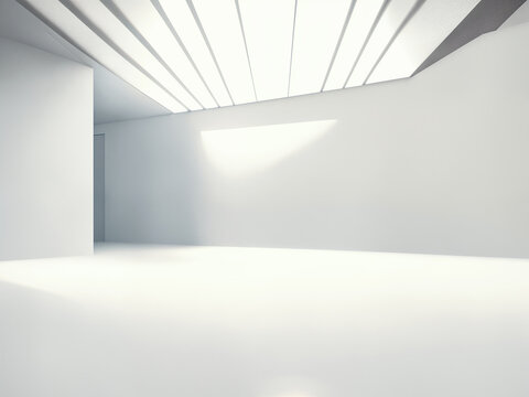 empty white big open industrial hall 3d render illustration © birdmanphoto