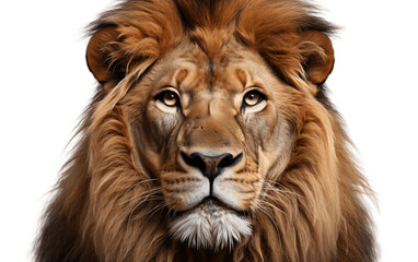 Isolated Lion Face Shot on Transparent Background. Generative AI