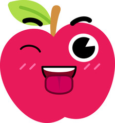 Apple Face Tongue Out Wink