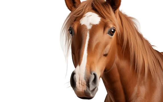 Isolated Horse Face Shot on Transparent Background. Generative AI