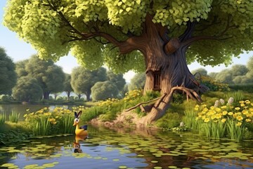 empty 3D cartoon background for kids and animation  generative ai creation 