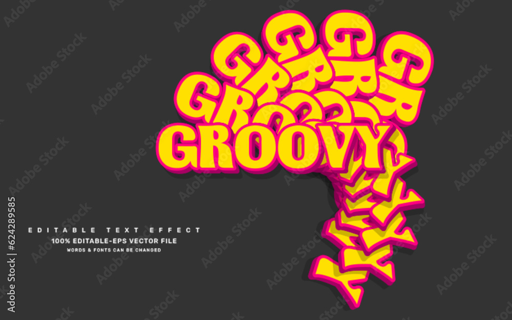 Fototapete abstract groovy editable text effect template