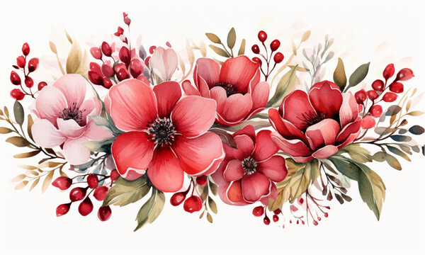 Red Watercolor Flowers Free Vector | Best Flower Site