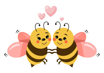 Happy couple of bees in love
