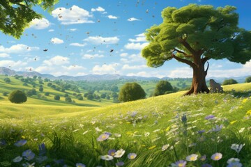 Fototapeta premium empty 3D cartoon background for kids and animation generative ai creation 