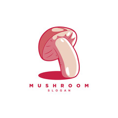 Hand drawn red mushroom logo design. Magic mushroom fungus farm logo vector