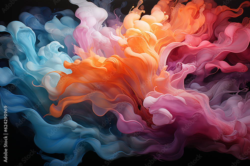 Aufkleber An abstract digital artwork that visualizes the energy and movement of a snow avalanche. Generative AI.