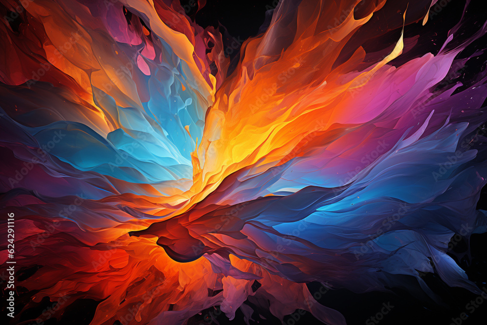 Poster a series of abstract digital paintings that explore the concept of 