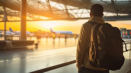 teen traveller at the airport