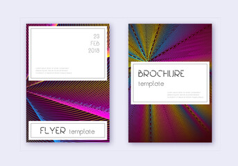 Stylish cover design template set. Rainbow abstrac