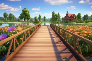 Obraz premium empty 3D cartoon background for kids and animation generative ai creation 