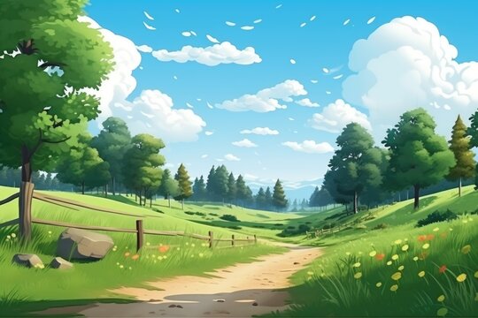 empty 3D cartoon background for kids and animation  generative ai creation 