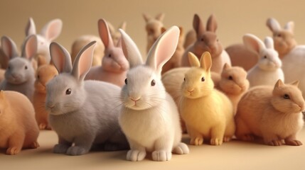 Obraz premium View of beautiful and cute rabbits. Generative AI.