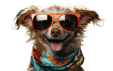 Happy Dog in Sunglasses and Hat on Transparent Background. Generative AI