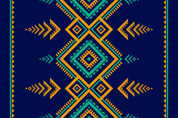 Carpet tribal pattern art. Geometric ethnic seamless pattern traditional. American, Mexican style. Design for background, wallpaper, illustration, fabric, clothing, carpet, textile, batik, embroidery.