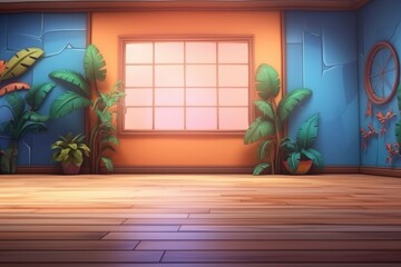 empty 3D cartoon background for kids and animation 