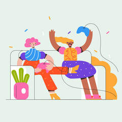 happy weekend by playing games illustration