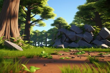 empty 3D cartoon background for kids and animation  generative ai creation 