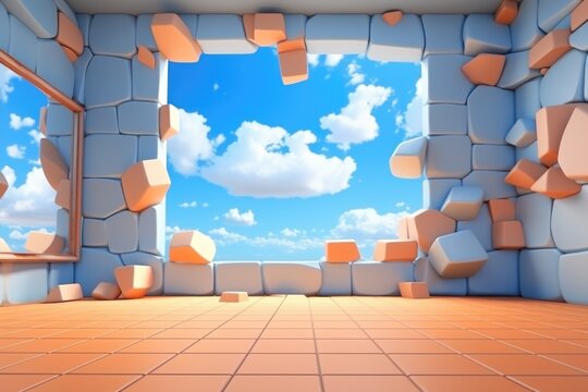 empty 3D cartoon background for kids and animation  generative ai creation 