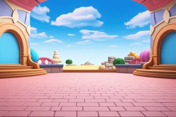 empty 3D cartoon background for kids and animation  generative ai creation 