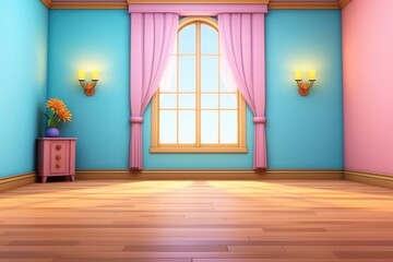 empty 3D cartoon background for kids and animation  generative ai creation 