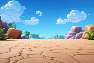 empty 3D cartoon background for kids and animation  generative ai creation 