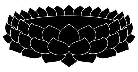 Lotus Throne, Buddhism lotus, shape vector, black, isolated