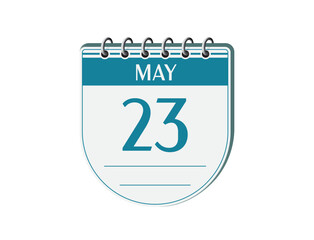 23 may retro event calendar page vector. Old style notebook calendar, date appointment, schedule, business planner, event reminder illustration. Abstract three dimensional vintage style calendar. 