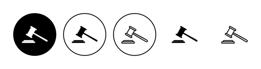 Gavel icon set. judge gavel icon vector. law icon vector. auction hammer - obrazy, fototapety, plakaty