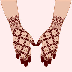 Henna mehndi mehendi mahendi design on two hands indian arabic asian culture vector illustration EPS