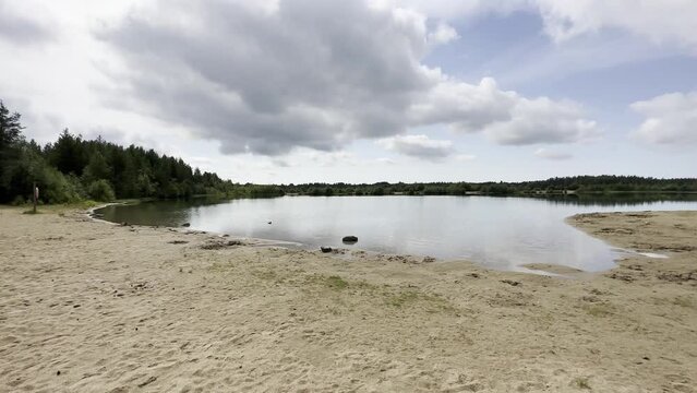 Oulu, Finland &ndash; 07/14/2023:empty beach on a cloudy day