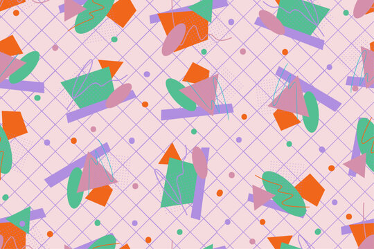 90s seamless pattern colourful memphis style retro background or retro 80s wallpaper vector_87