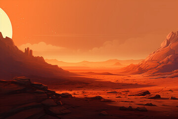Naklejka premium fantastic martian landscape. Generative AI