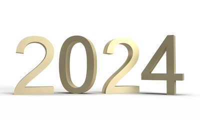 2024 text font golden metal color white isolate background calandar time happy new year hny merry christmas xmas december winter sale buy sell best market offer product new start business financial