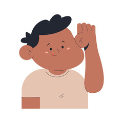 Nosy man vector cartoon character isolated on a white background.