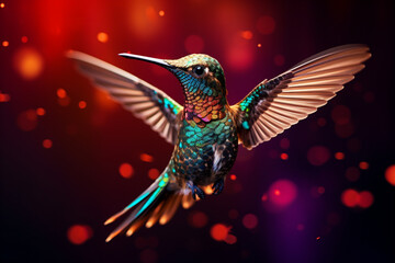 Obraz premium Little bird hummingbird kunim up close. Generative AI
