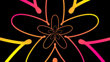 Abstract illustration of the multicolored infinite neon-colored glowing flower-shaped high resolution. Easy to use.