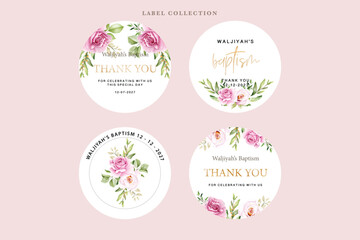 floral label in watercolor style design