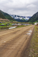 Natural beauty of plateau mountain roads and mountains in Tibet Autonomous Region of China