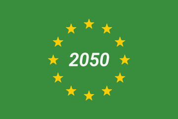 2050 green eu - europe union flag. vector illustration