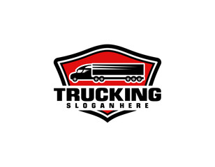 Trucking company logo. Bold badge emblem logo concept. Ready made logo template set vector isolated