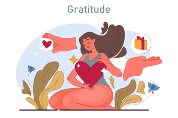 Positive psychology. Optimistic mindset, self acceptance and well-being.