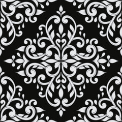 Classic black and white seamless damask pattern for wallpaper 