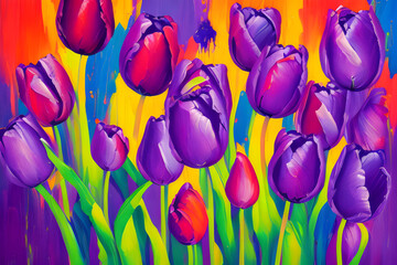 dewy purple tulip Generative AI