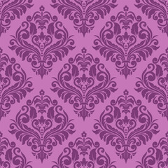 Purple seamless damask wallpaper. Classic seamless pattern background vector illustration